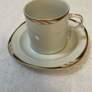 Mikasa Omega Black White  8 oz Teacup and Saucer